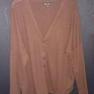 Waffle knit bitton down top